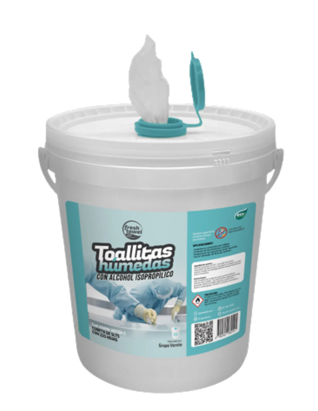 Cubeta Toallas Húmedas con alcohol isopropílico 5L